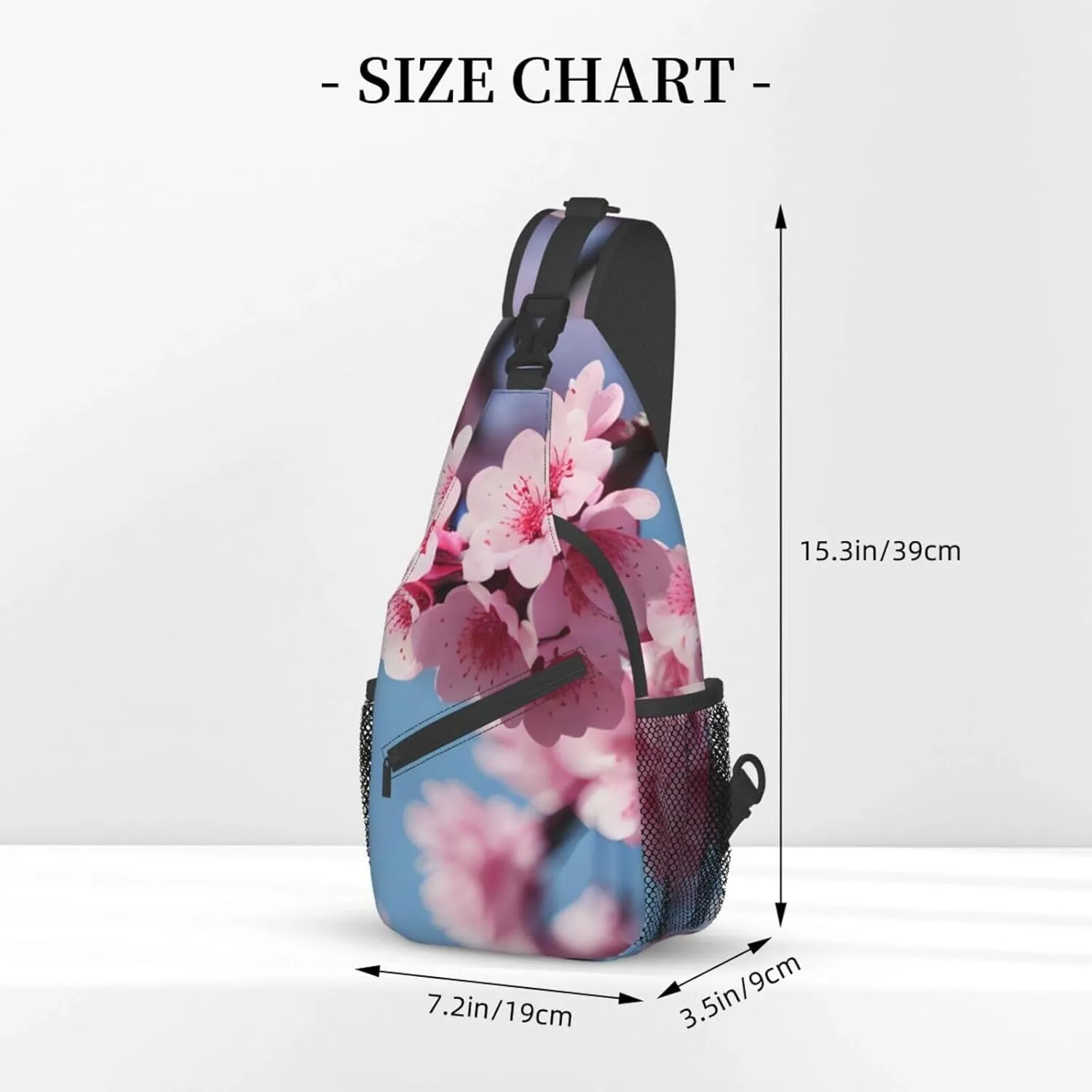 Sling Backpack,Men Cross Chest Bag Diagonally,Durable Adjustable Outdoor Cycling Travel Bag,Cherry Blossoms Print