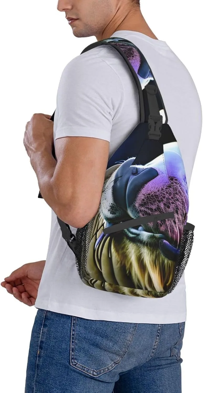 Sling Backpack,Men Cross Chest Bag Diagonally,Durable Adjustable Outdoor Cycling Travel Bag,Walrus Print