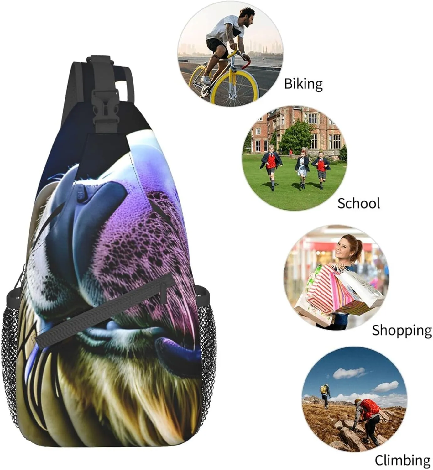 Sling Backpack,Men Cross Chest Bag Diagonally,Durable Adjustable Outdoor Cycling Travel Bag,Walrus Print