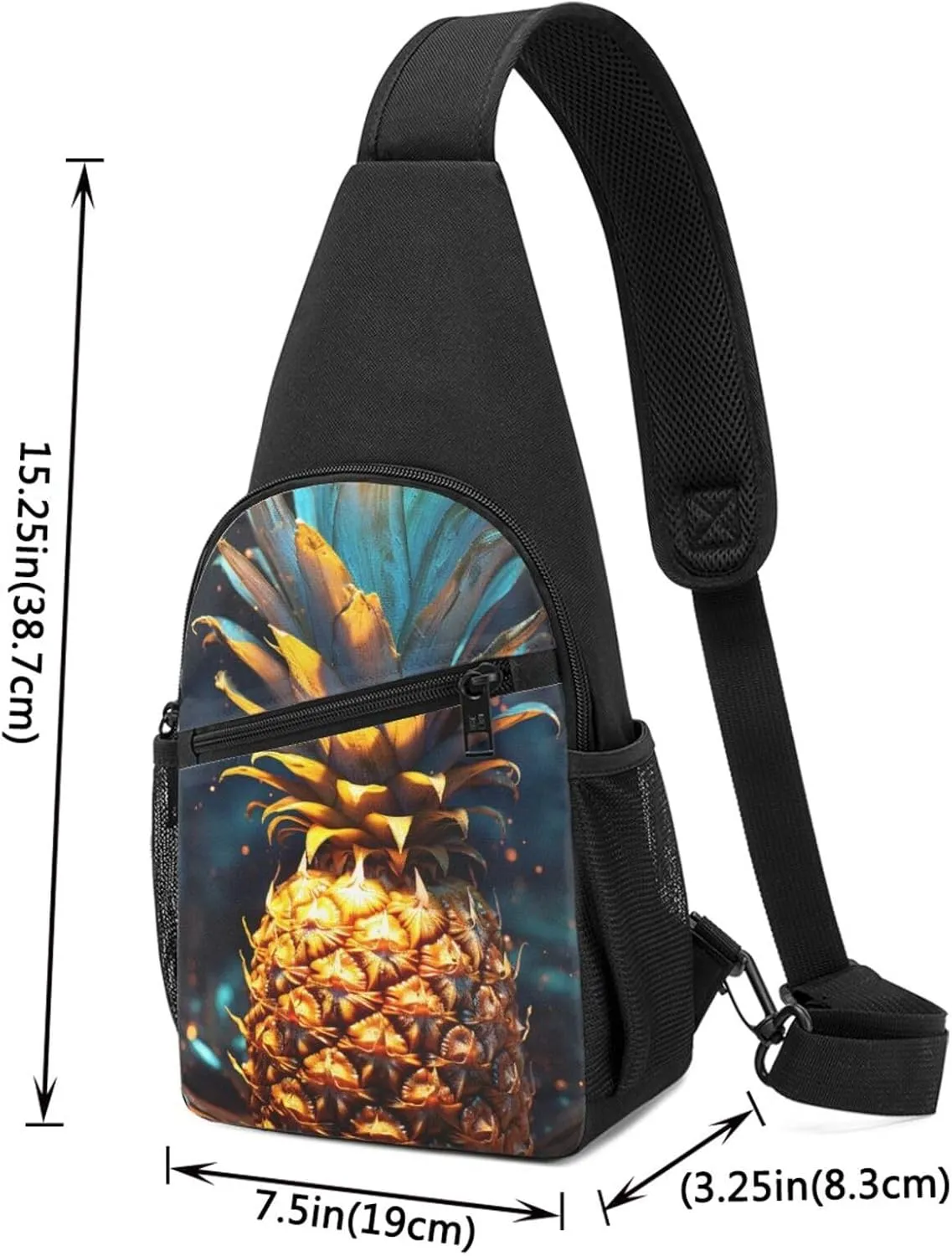 Sling Bag Backpack for Men Women Crossbody Flickering Pineapple Chest Bag Crossbody Bag for Travel Sport Running