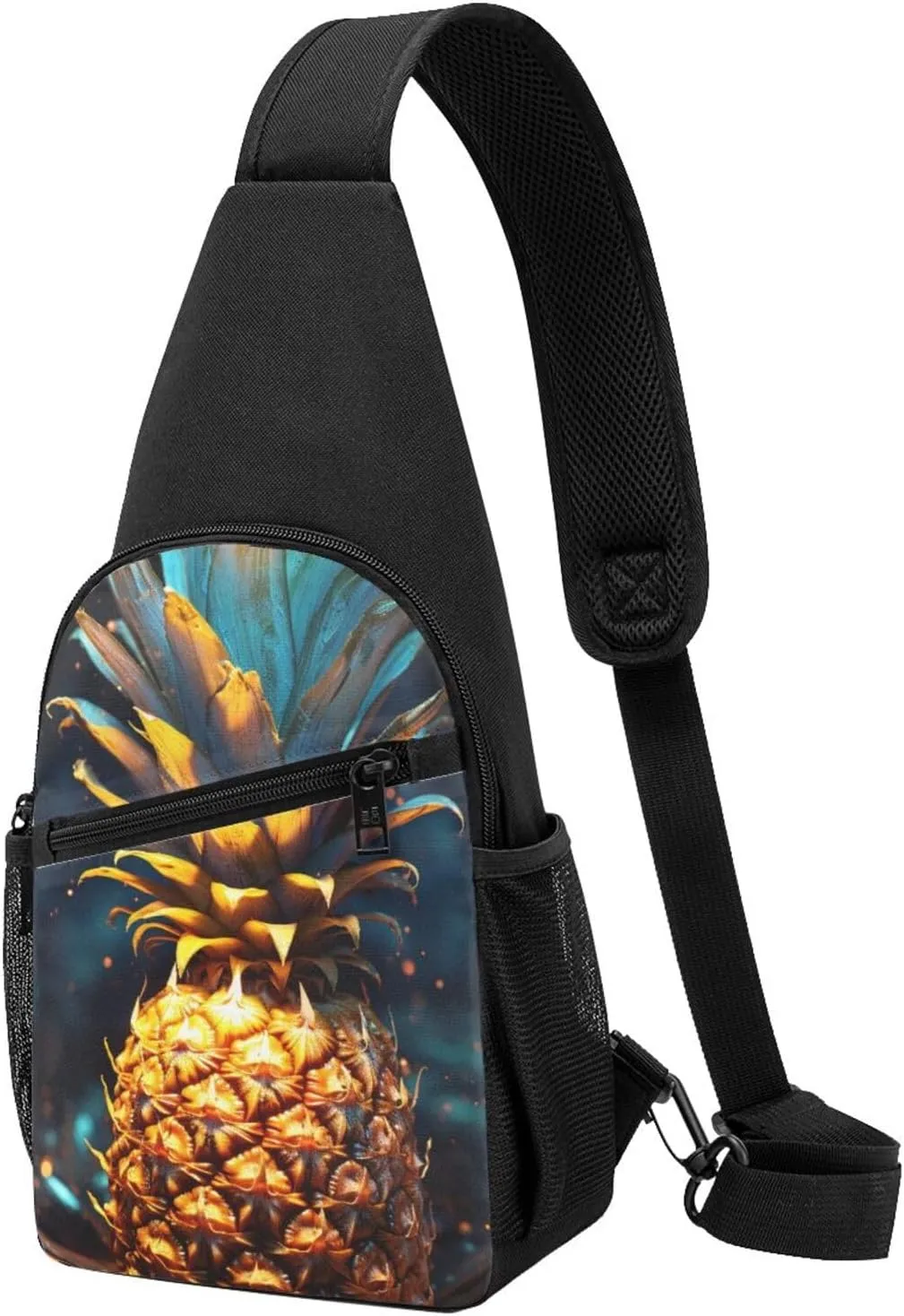 Sling Bag Backpack for Men Women Crossbody Flickering Pineapple Chest Bag Crossbody Bag for Travel Sport Running