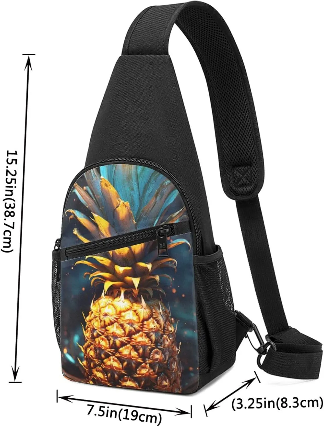 Sling Bag Backpack for Men Women Crossbody Flickering Pineapple Chest Bag Crossbody Bag for Travel Sport Running