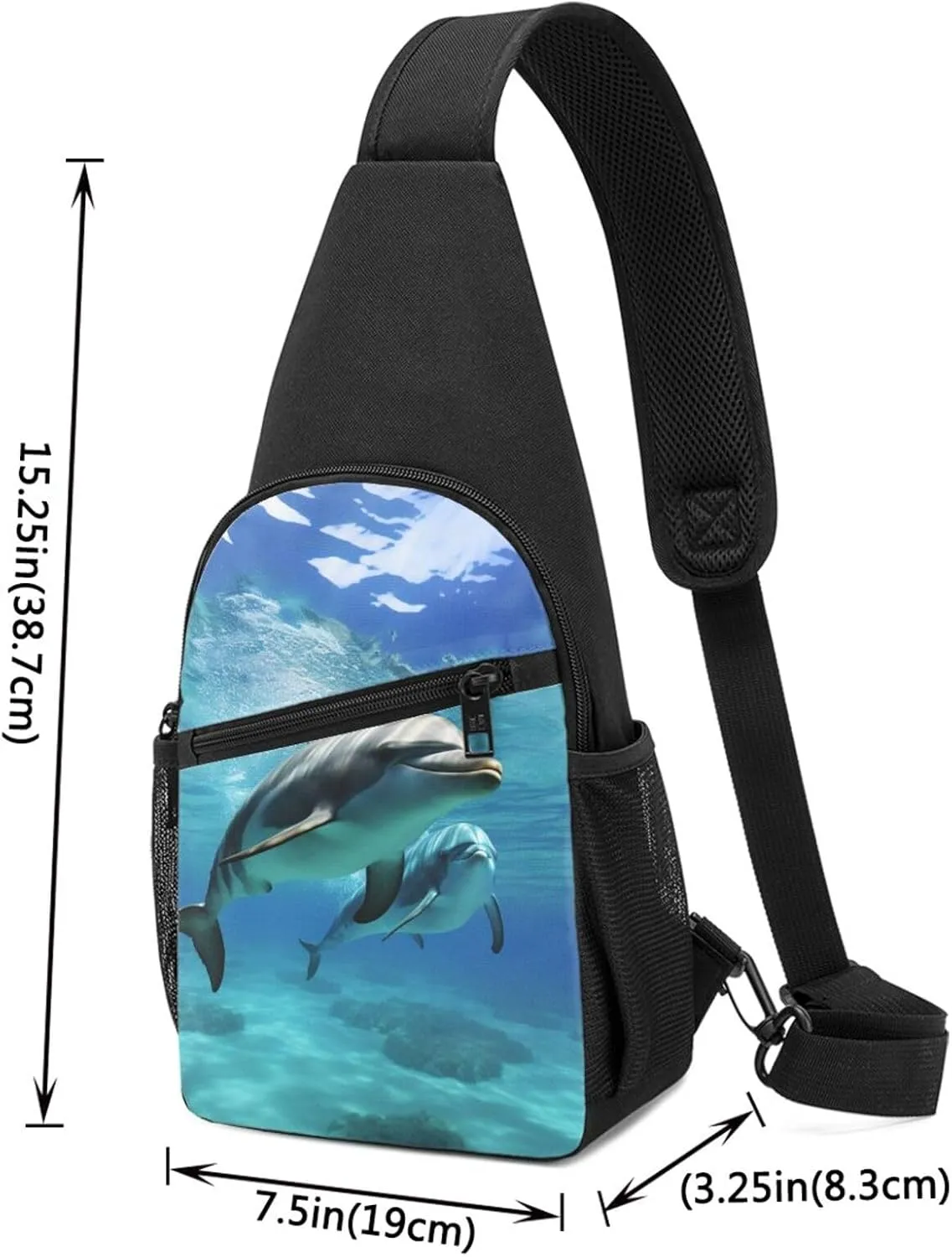 Sling Bag Backpack for Men Women Crossbody Marine dolphin Chest Bag Crossbody Bag for Travel Sport Running