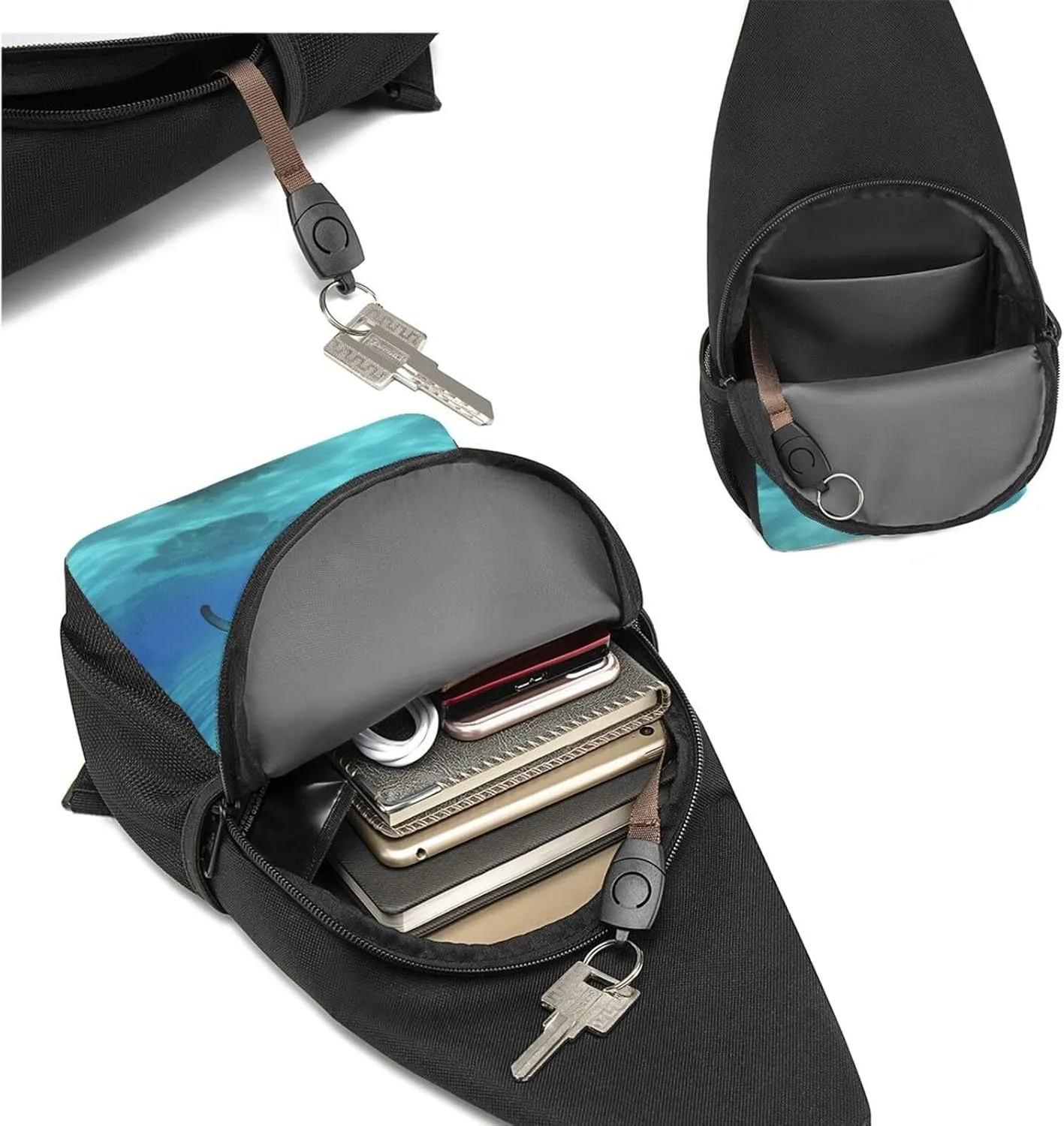 Sling Bag Backpack for Men Women Crossbody Marine dolphin Chest Bag Crossbody Bag for Travel Sport Running