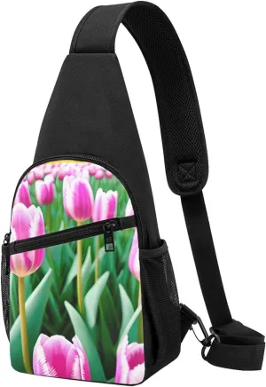 Sling Bag Backpack for Men Women Crossbody Spring flower2 Chest Bag Crossbody Bag for Travel Sport Running