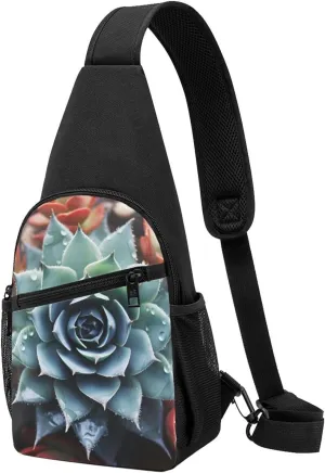 Sling Bag Backpack for Men Women Crossbody Succulent Plant Chest Bag Crossbody Bag for Travel Sport Running