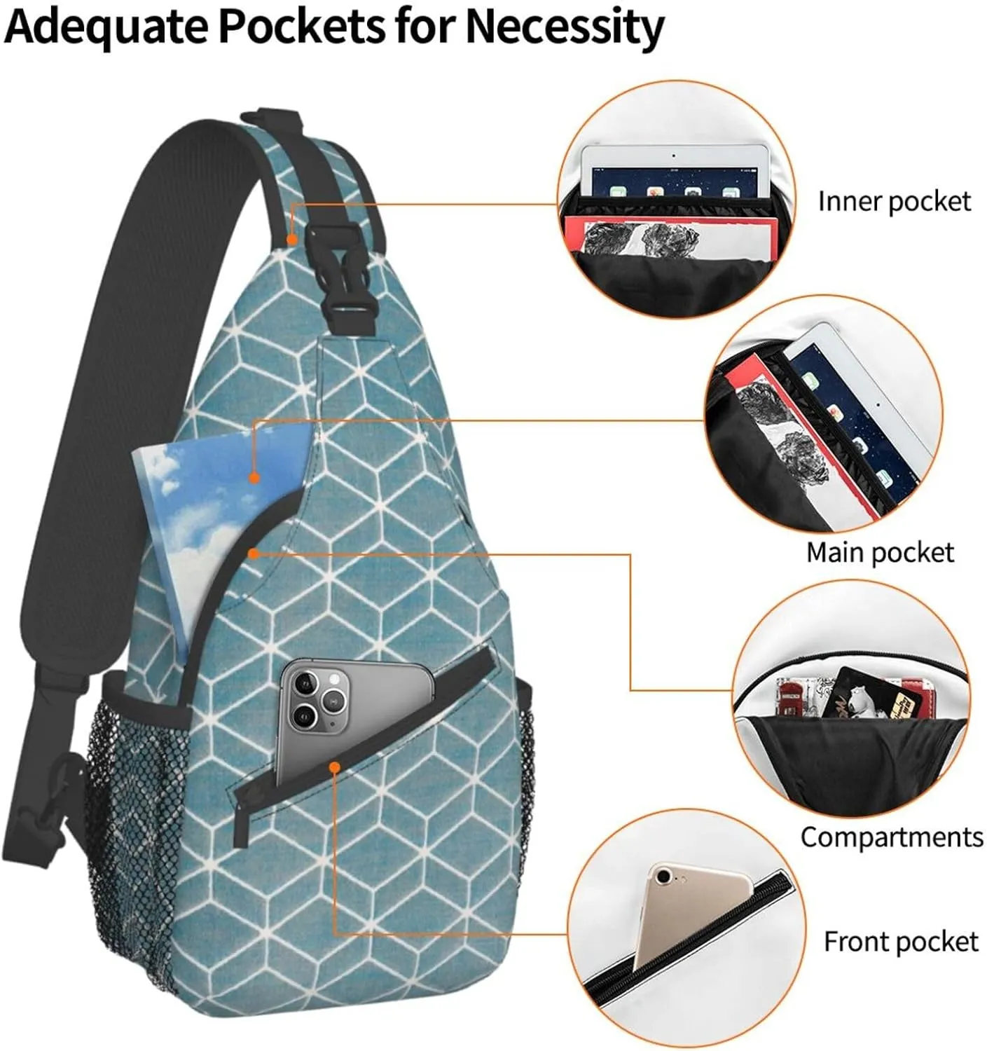 Sling Bag Bones And Dog Claws Print Sling Backpack Crossbody Chest Bag Daypack For Hiking Travel