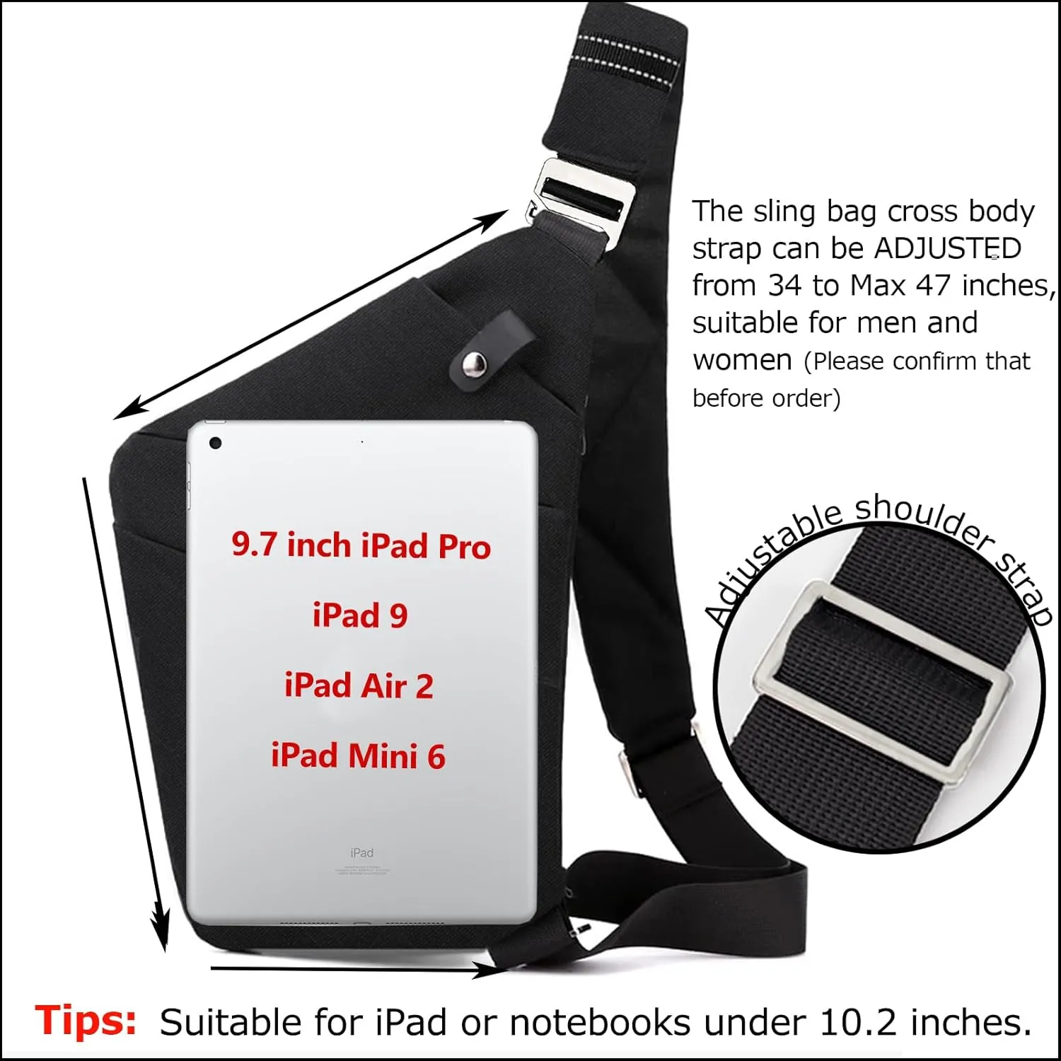 Sling Bag Cross Body Bag, Anti Theft Crossbody Bags for Travel Lightweight Chest Shoulder Bags for Women Men