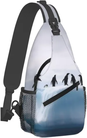 Sling Bag Crossbody Backpack for Men Women Penguins on the Iceberg Chest Bag Crossbody Bag for Travel Sport Running