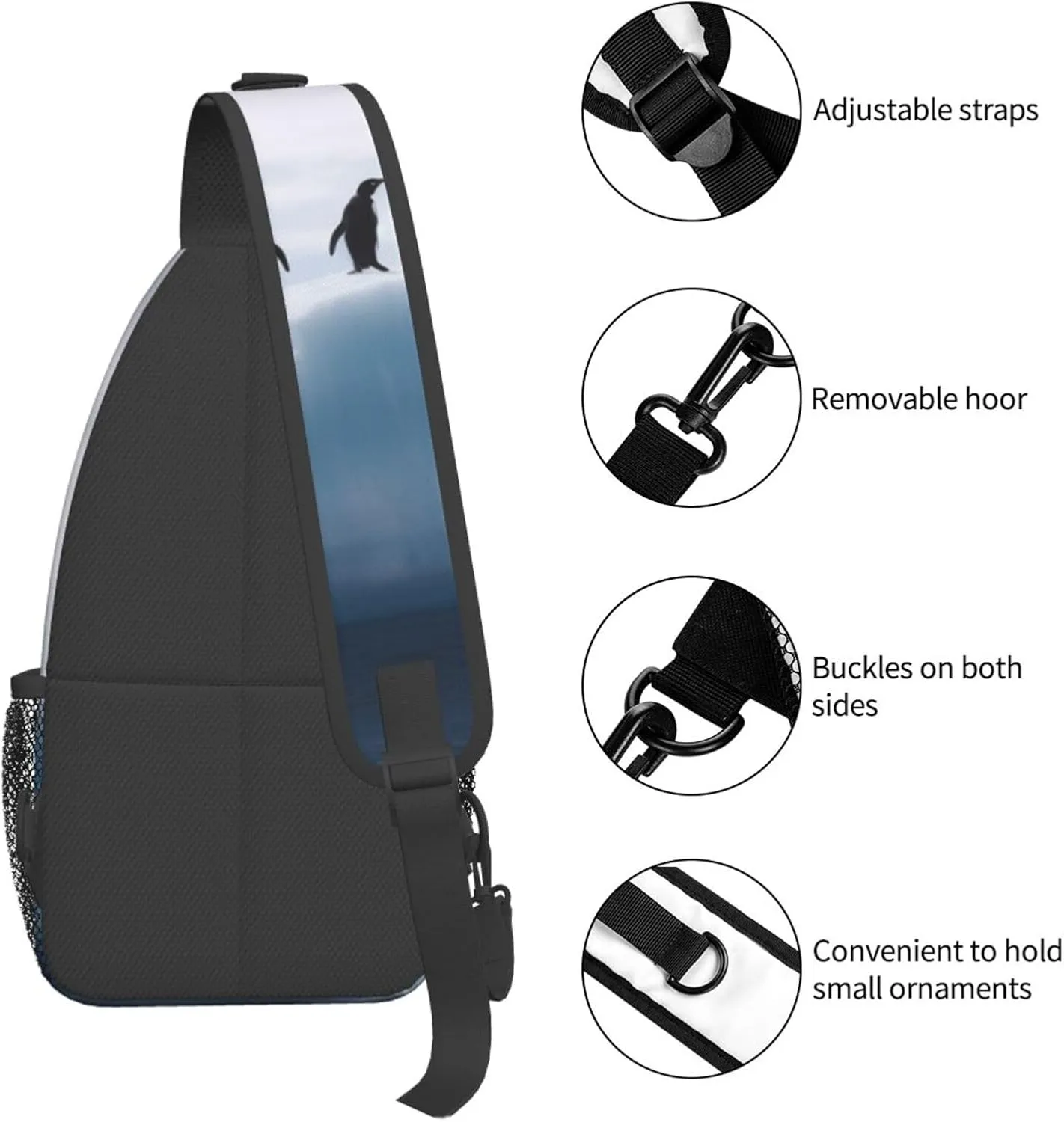 Sling Bag Crossbody Backpack for Men Women Penguins on the Iceberg Chest Bag Crossbody Bag for Travel Sport Running