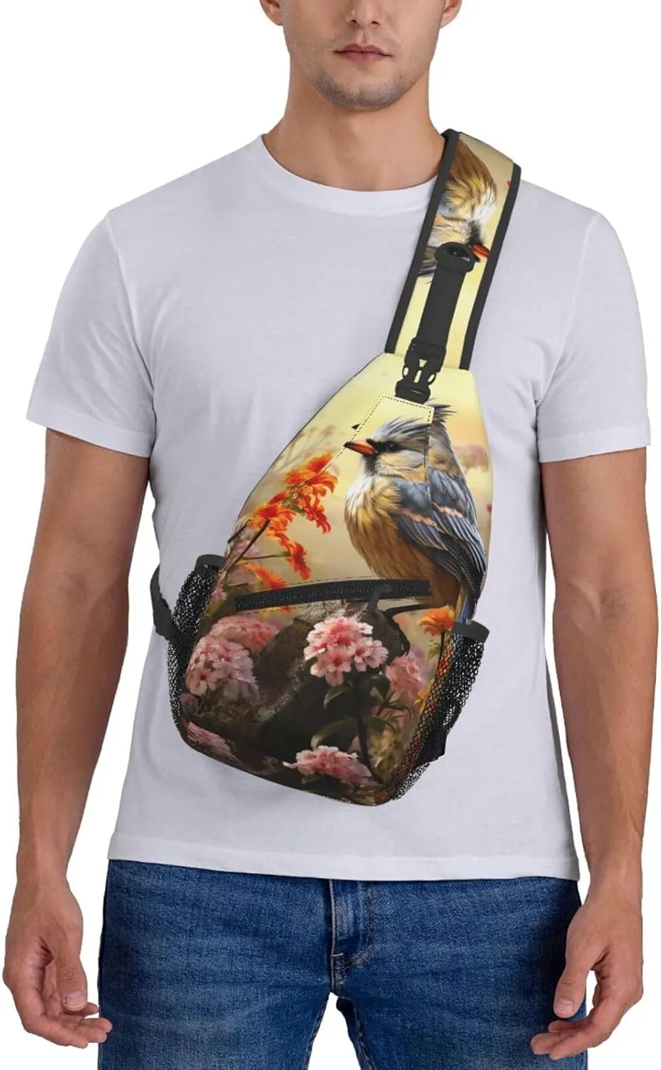 Sling Bag Crossbody Backpack for Men Women Sparrow Birds Sing Chest Bag Crossbody Bag for Travel Sport Running