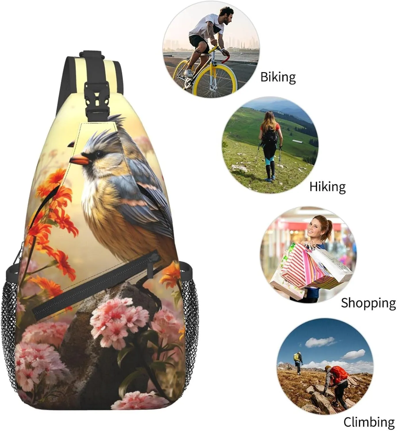 Sling Bag Crossbody Backpack for Men Women Sparrow Birds Sing Chest Bag Crossbody Bag for Travel Sport Running