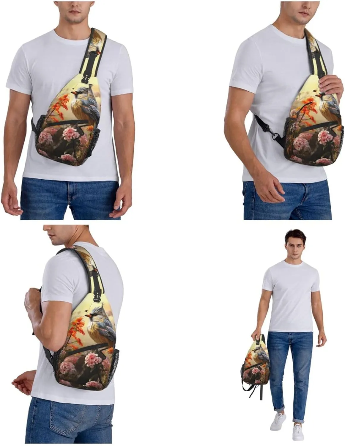 Sling Bag Crossbody Backpack for Men Women Sparrow Birds Sing Chest Bag Crossbody Bag for Travel Sport Running