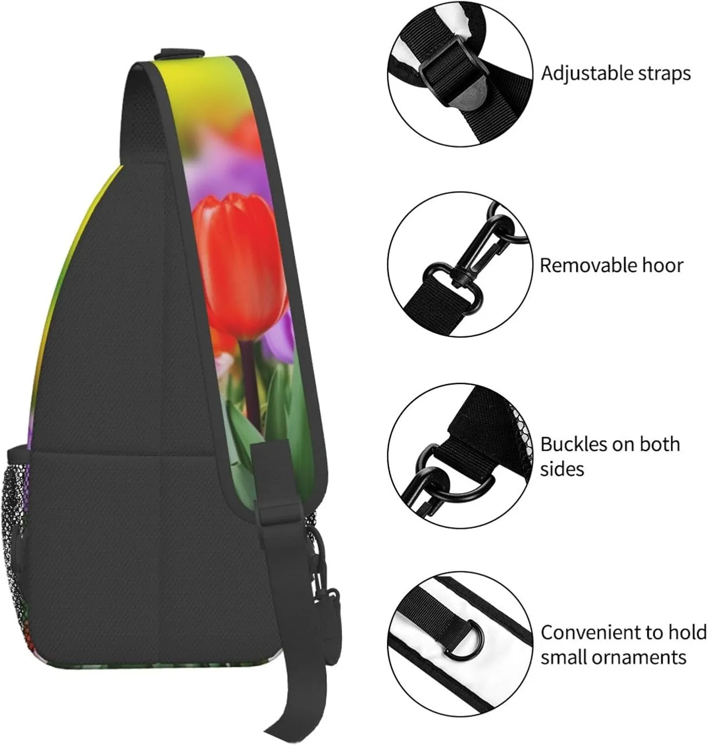 Sling Bag Crossbody Backpack for Men Women Spring Flowers Chest Bag Crossbody Bag for Travel Sport Running
