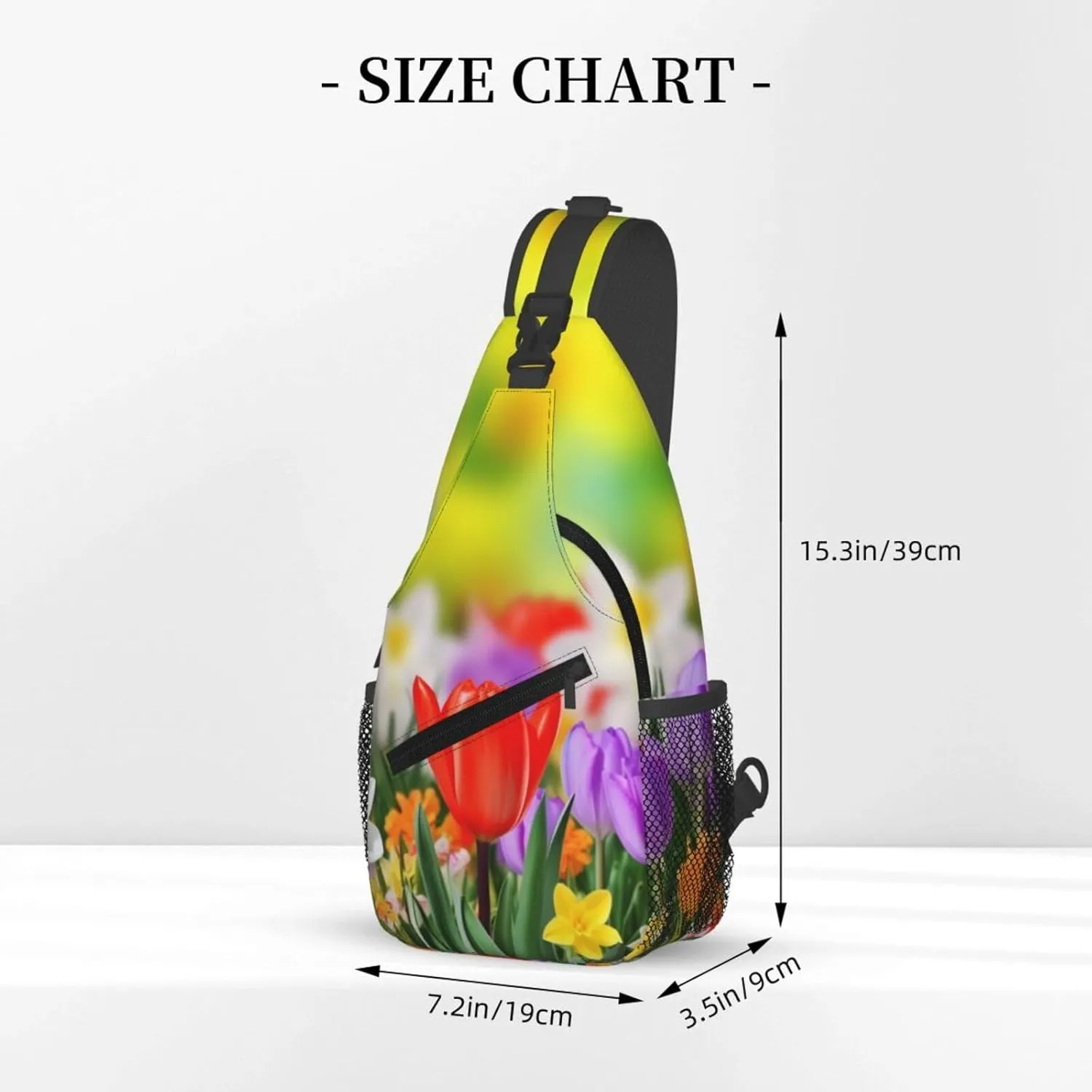 Sling Bag Crossbody Backpack for Men Women Spring Flowers Chest Bag Crossbody Bag for Travel Sport Running