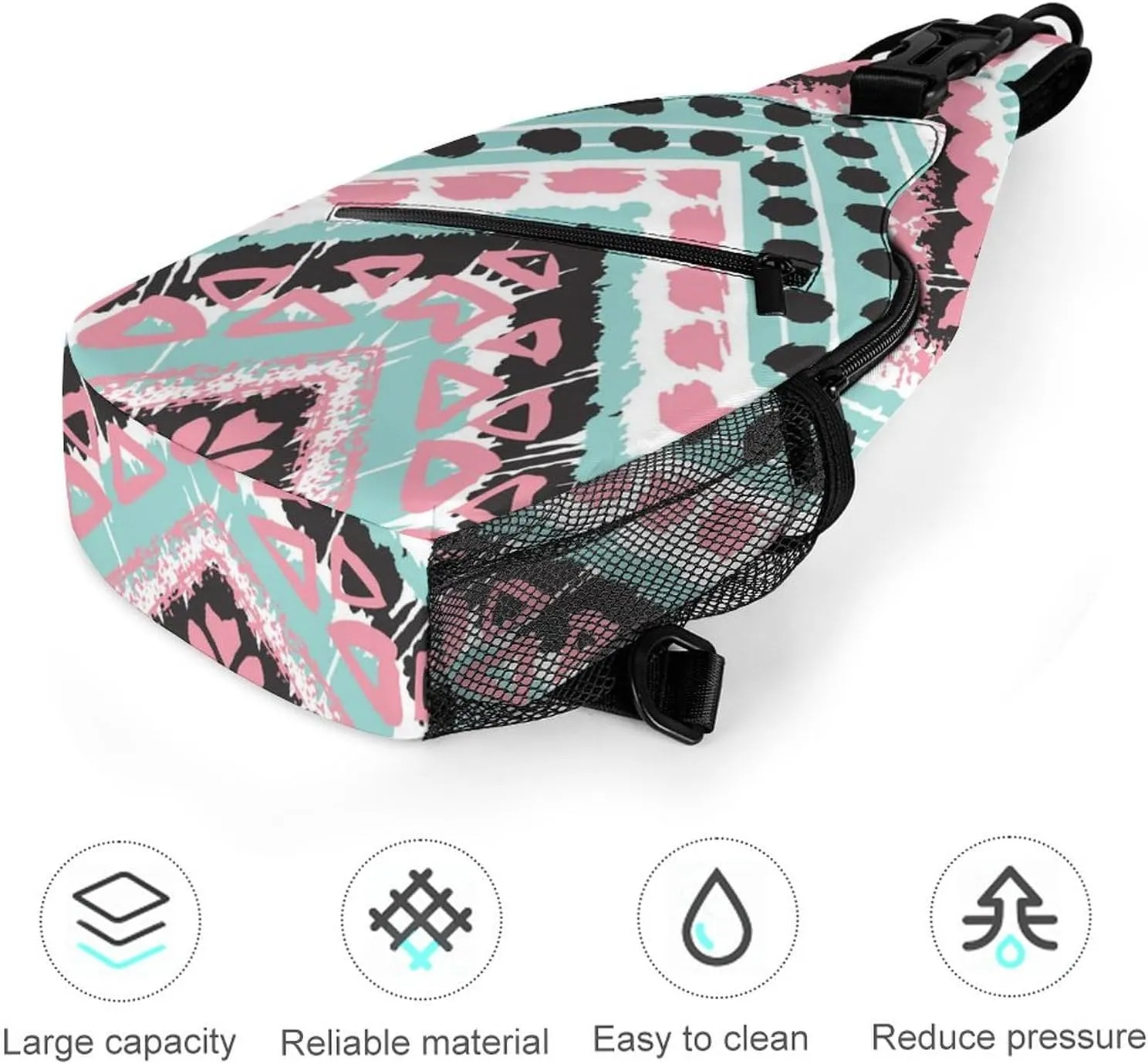 Sling Bag Crossbody Backpack for Men Women，Lightweight and Breathable Multipurpose Satchel Bag Compatible with Tribal Ethnic Aztec Native American Decor, and Anti-Theft Outdoor Daypack One Size