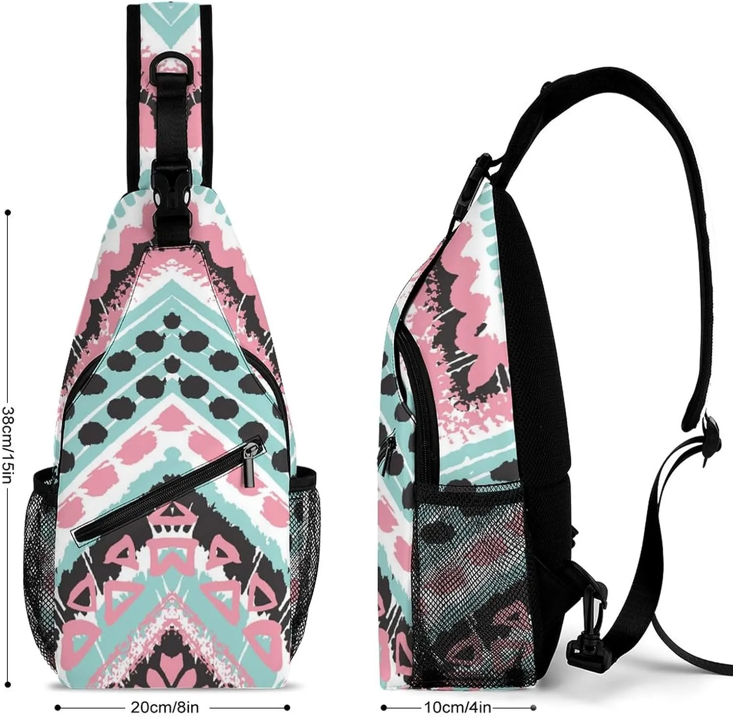 Sling Bag Crossbody Backpack for Men Women，Lightweight and Breathable Multipurpose Satchel Bag Compatible with Tribal Ethnic Aztec Native American Decor, and Anti-Theft Outdoor Daypack One Size