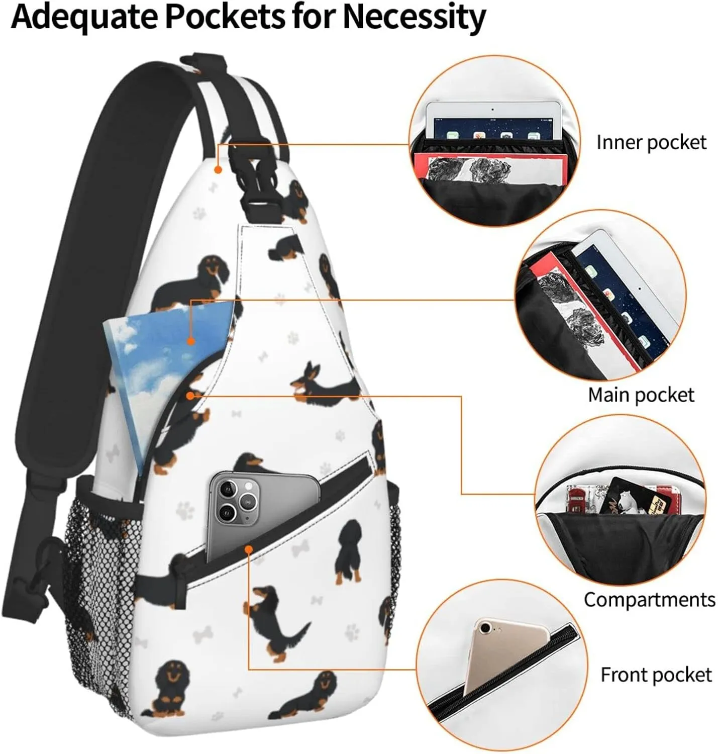 Sling Bag Crossbody Backpack Women Men Travel Chest Bag Casual Outdoor Sports Running Hiking