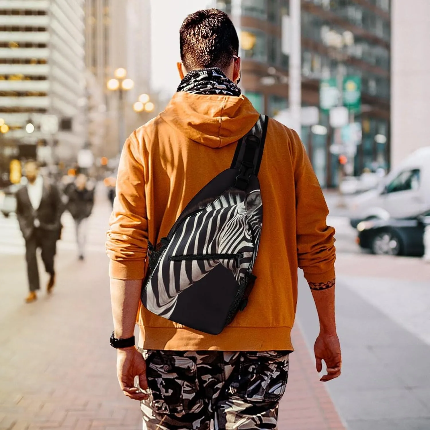 Sling Bag for Women Men Animal Zebra Travel Hiking Backpack Crossbody Shoulder Chest Bags Casual Daypack