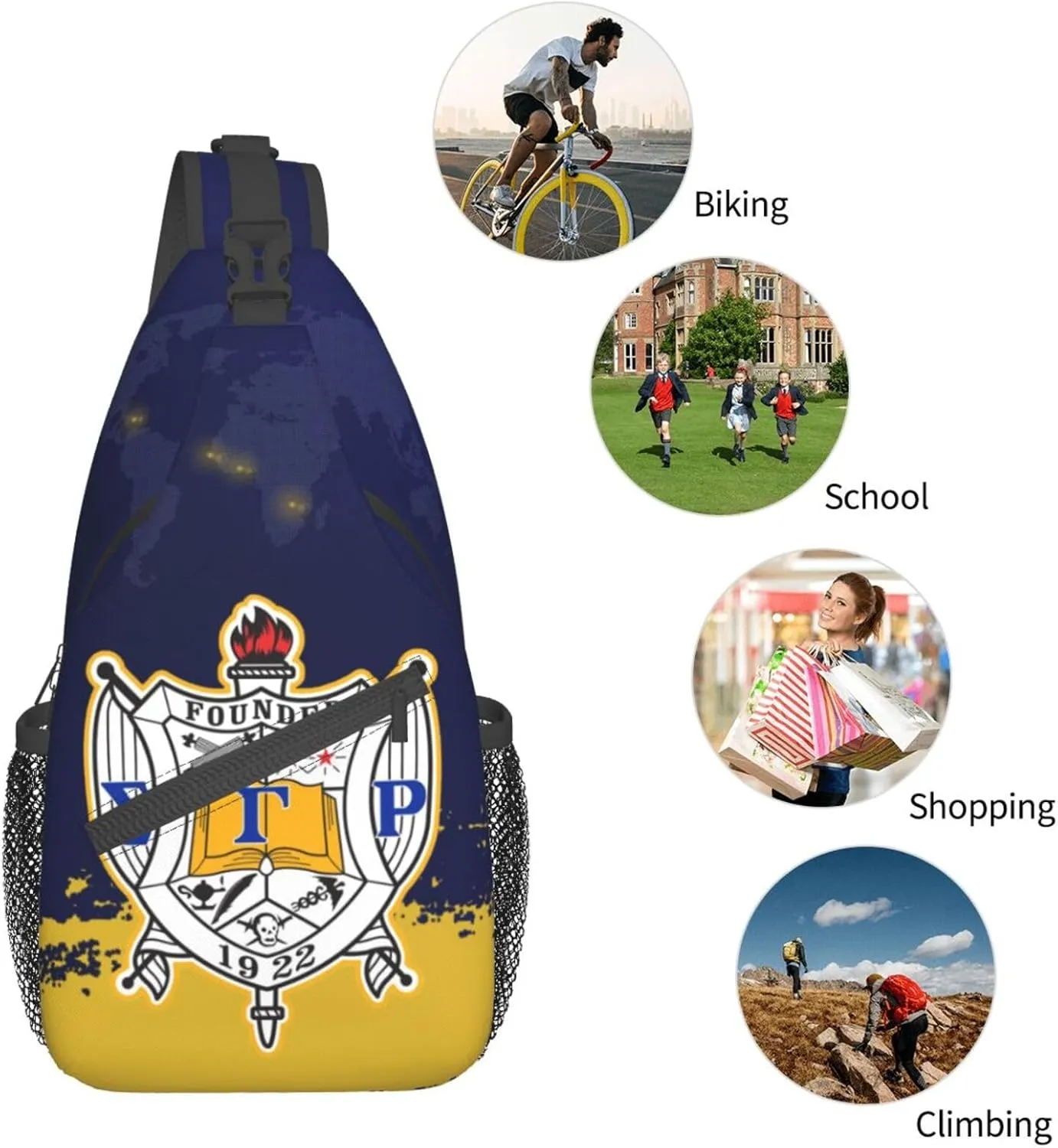 Sling Bag for Women Sorority Gifts Lightweight Crossbody Daypack with Adjustable Chest Bag for Sports Travel, Hiking