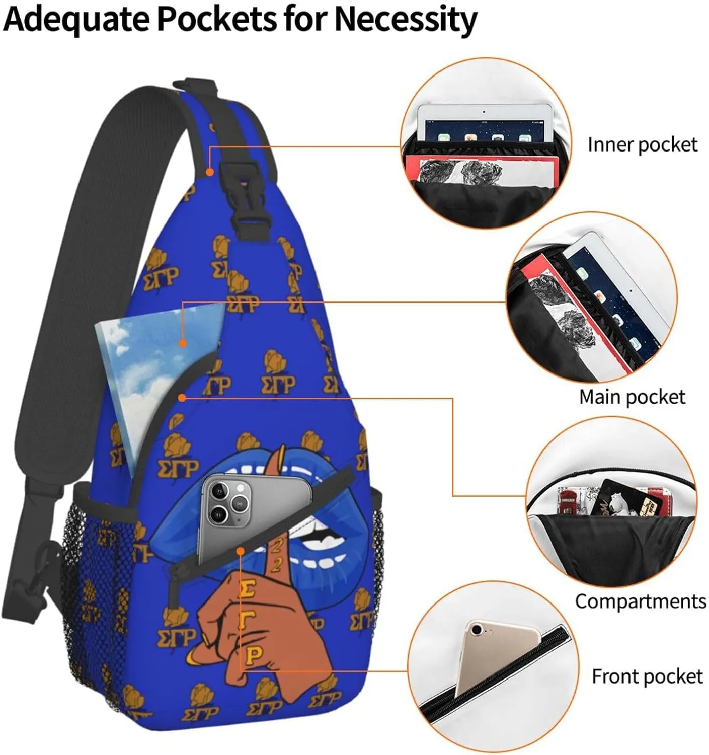 Sling Bag for Women Sorority Gifts Lightweight Crossbody Daypack with Adjustable Chest Bag for Sports Travel, Hiking