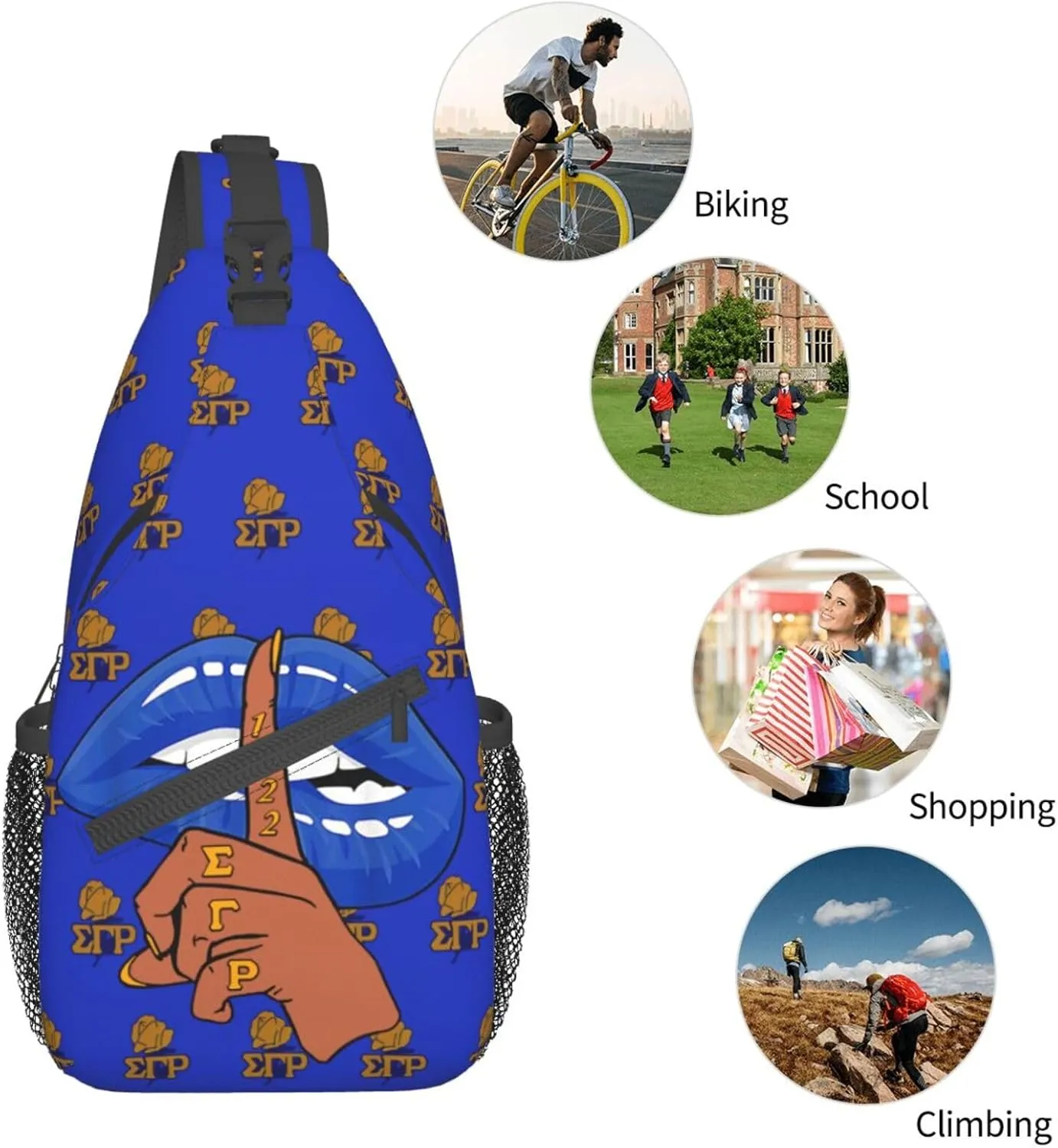Sling Bag for Women Sorority Gifts Lightweight Crossbody Daypack with Adjustable Chest Bag for Sports Travel, Hiking