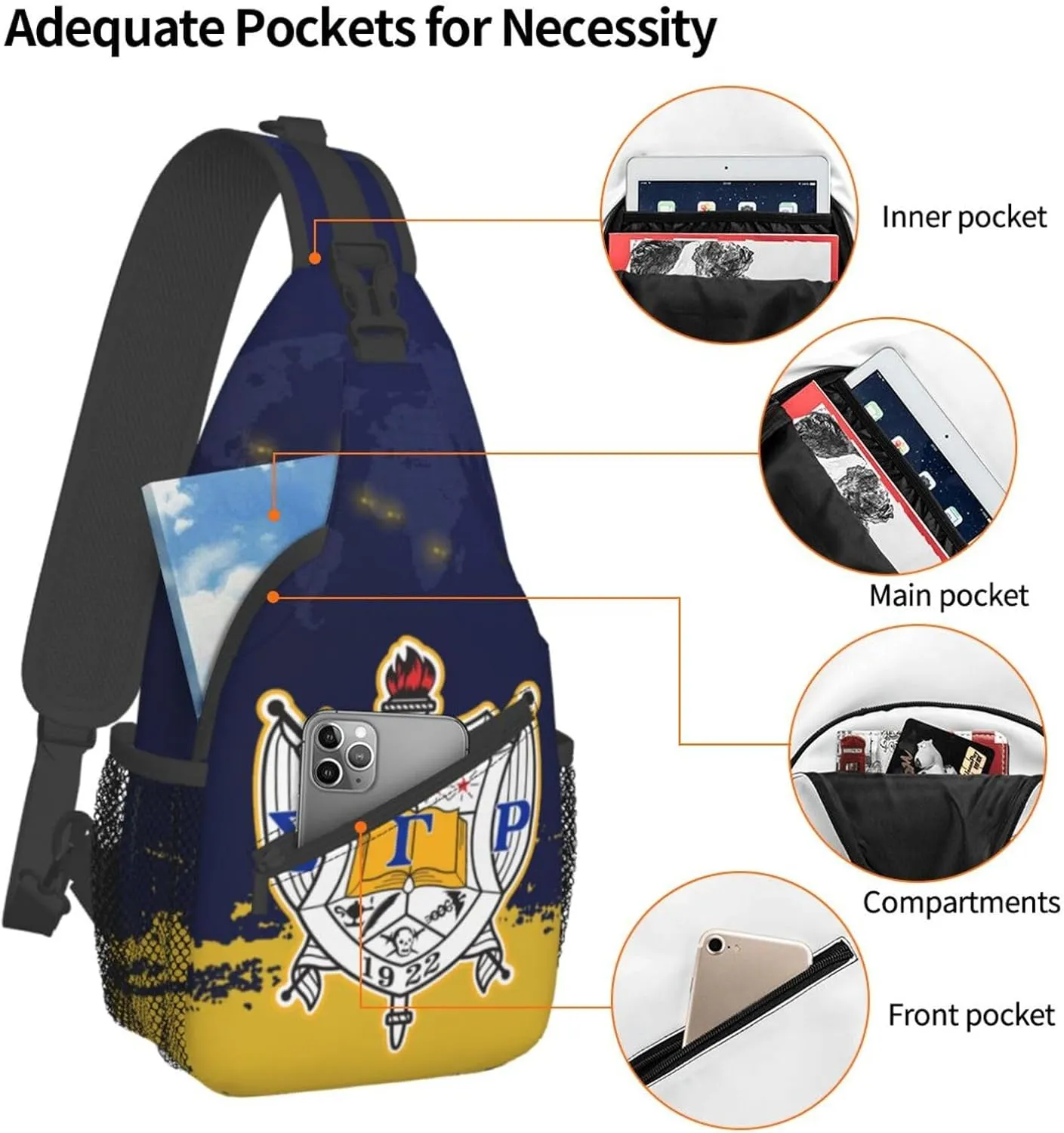 Sling Bag for Women Sorority Gifts Lightweight Crossbody Daypack with Adjustable Chest Bag for Sports Travel, Hiking