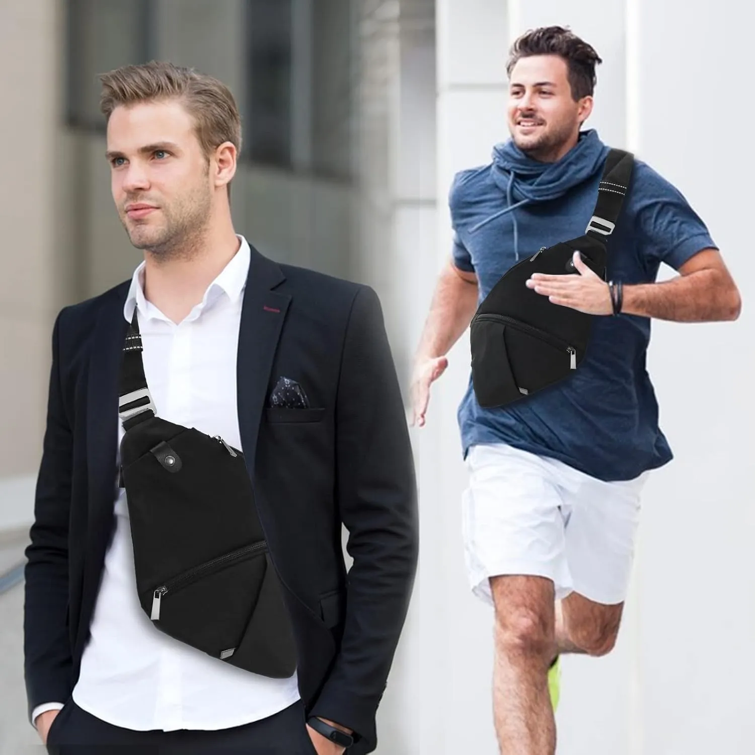 Sling Bag Light Thin Chest Shoulder Bag Water Resistant Anti Theft Shoulder Crossbody Bag for Men and Women
