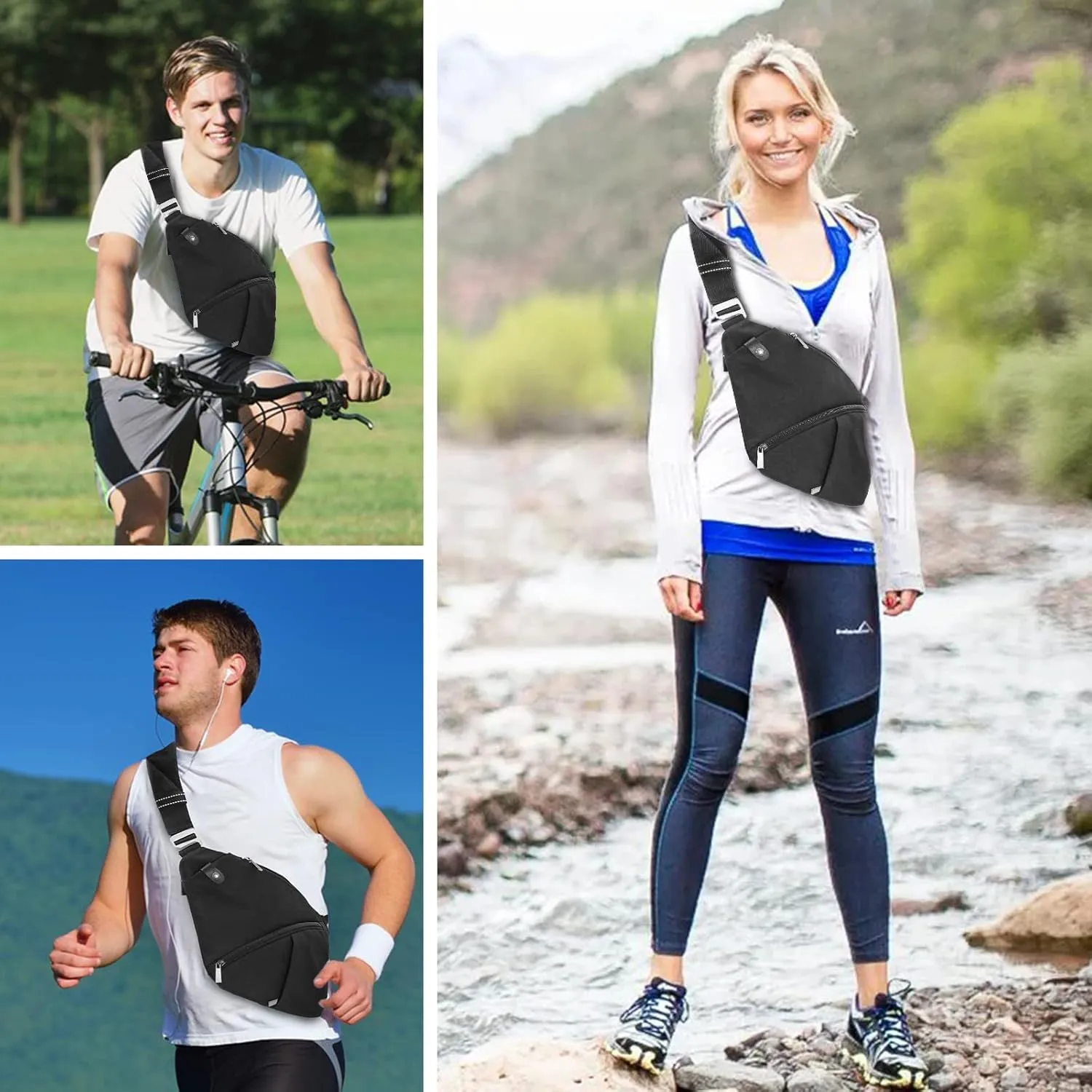Sling Bag Light Thin Chest Shoulder Bag Water Resistant Anti Theft Shoulder Crossbody Bag for Men and Women