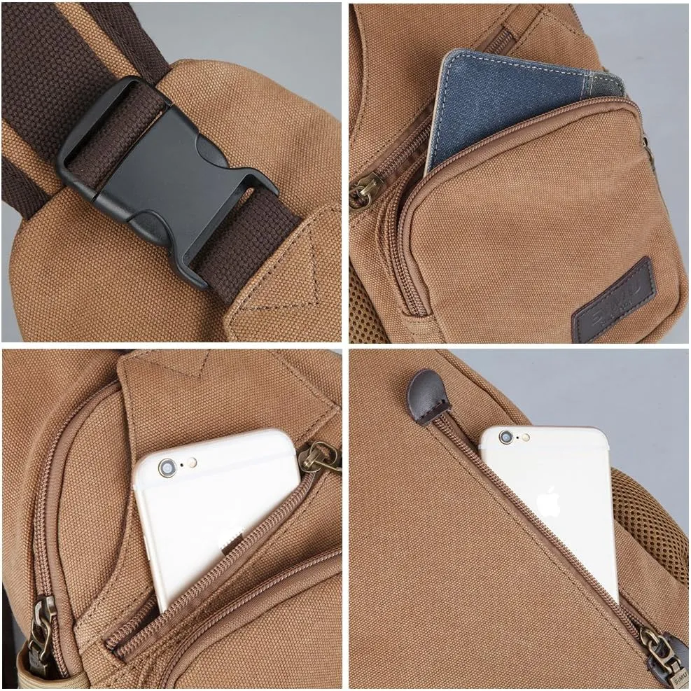 Sling Bag Pack Canvas Shoulder Sling Backpack Small Crossbody Chest Bag for ipad mini