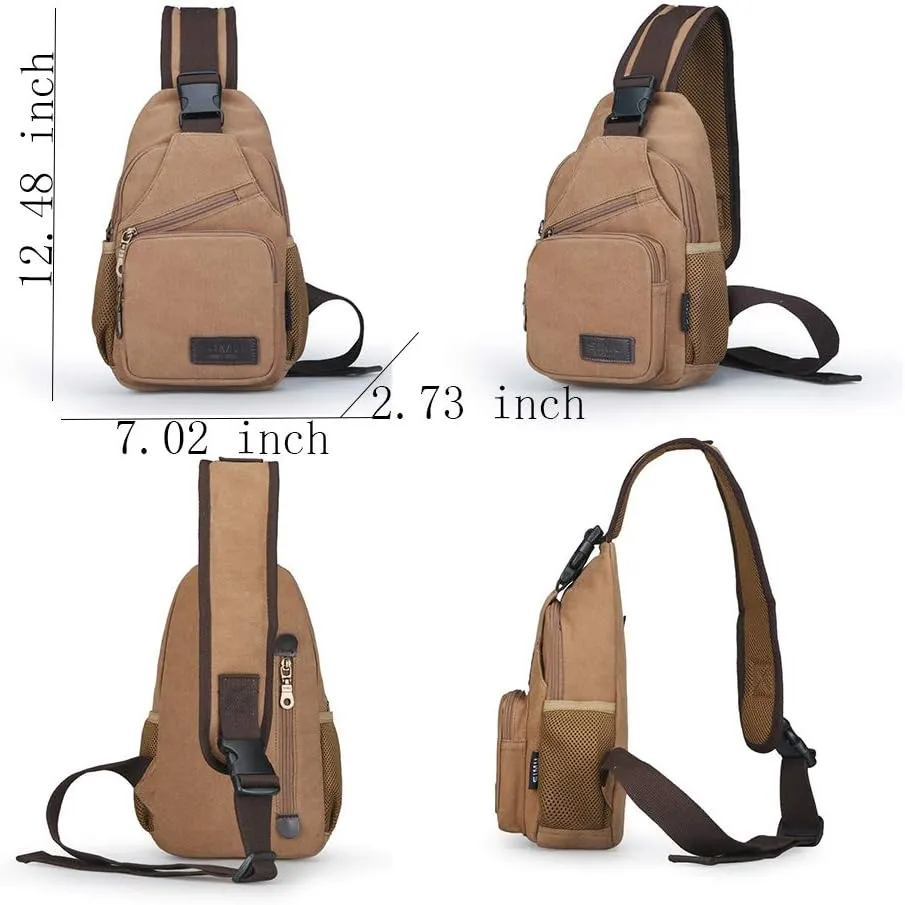 Sling Bag Pack Canvas Shoulder Sling Backpack Small Crossbody Chest Bag for ipad mini