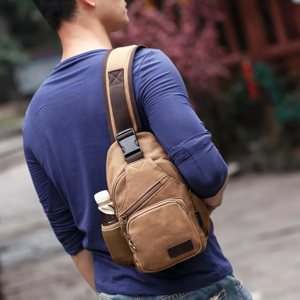 Sling Bag Pack Canvas Shoulder Sling Backpack Small Crossbody Chest Bag for ipad mini