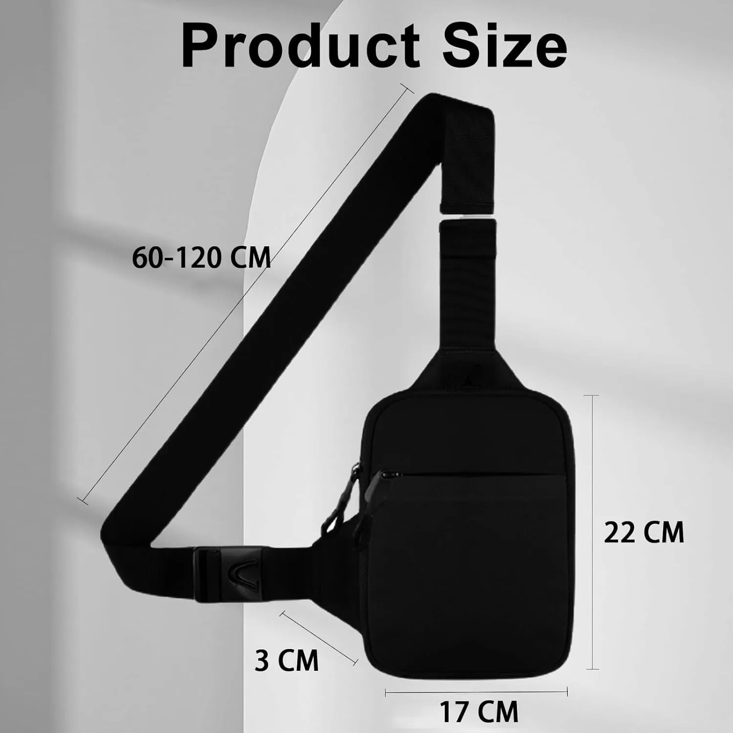 Sling Bag, Waterproof Chest Bag for Men, Mini Crossbody Shoulder Bag with Zipper, Lightweight Shoulder Backpack