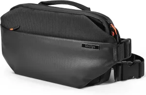 Sling Bag with RFID Blocking for Men & Women, Crossbody Chest Shoulder Bag with Water Bottle Holder for Travel, Cycling, Work, Sport, Hiking-Black