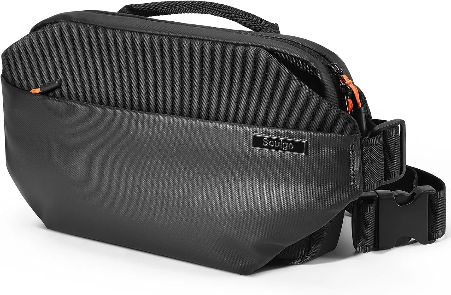 Sling Bag with RFID Blocking for Men & Women, Crossbody Chest Shoulder Bag with Water Bottle Holder for Travel, Cycling, Work, Sport, Hiking-Black