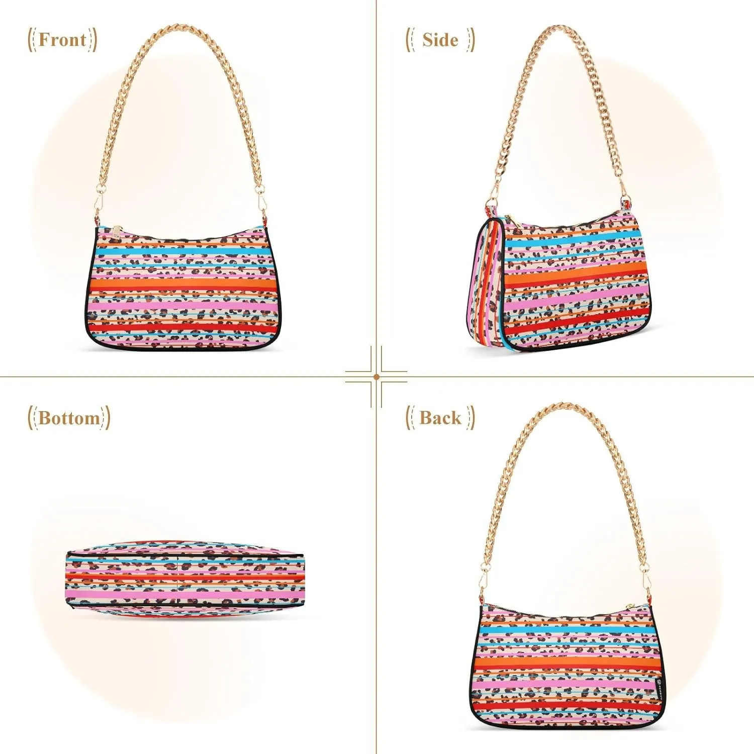 Small Chain Shoulder Bag for Women Travel Hobo Tote Handbag Clutch Purse with Zipper