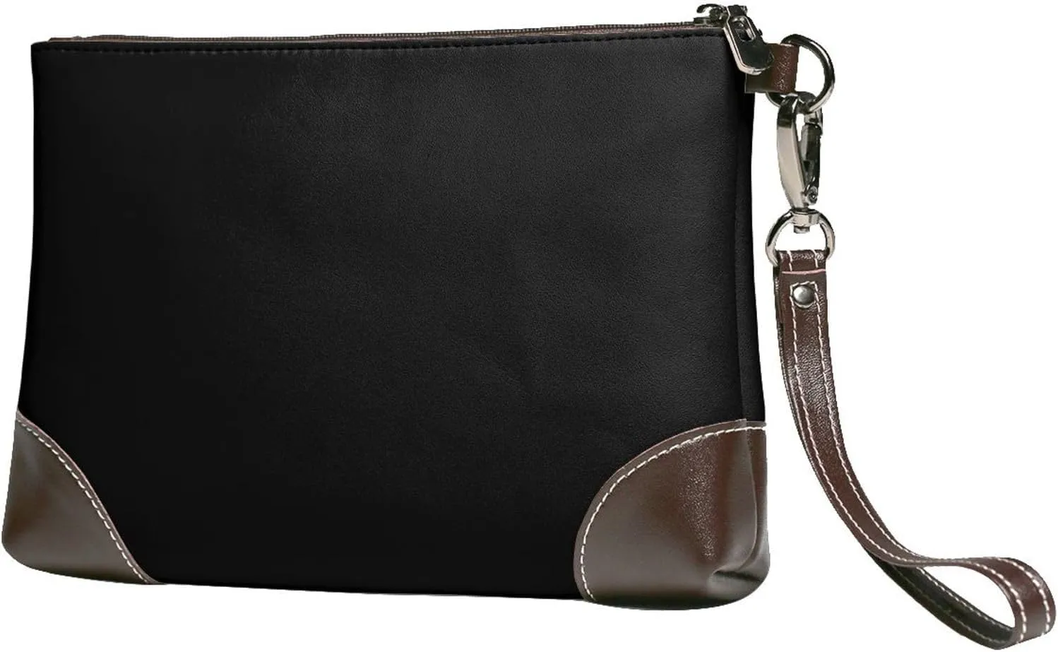 Small Clutch Purses for Women - Black Leather Wristlet Wallets for Women with Wrist Strap