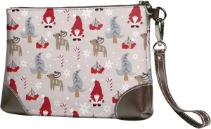 Small Clutch Purses for Women - Cartoon Santa And Reindeer Leather Wristlet Wallets for Women with Wrist Strap