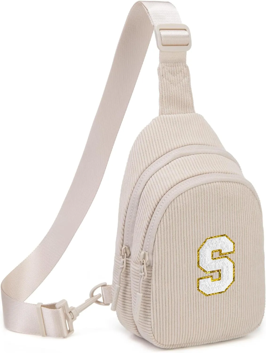 Small Corduroy Sling Bag Initial Crossbody Bag Fanny Pack for Girls Personalized Birthday Gifts for Teen Girls Gifts