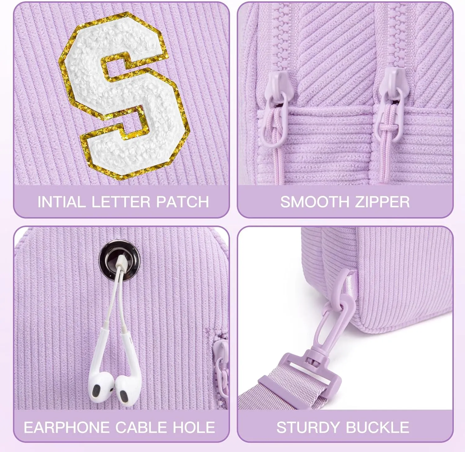 Small Corduroy Sling Bag Initial Crossbody Bag Fanny Pack for Girls Personalized Birthday Gifts for Teen Girls Gifts
