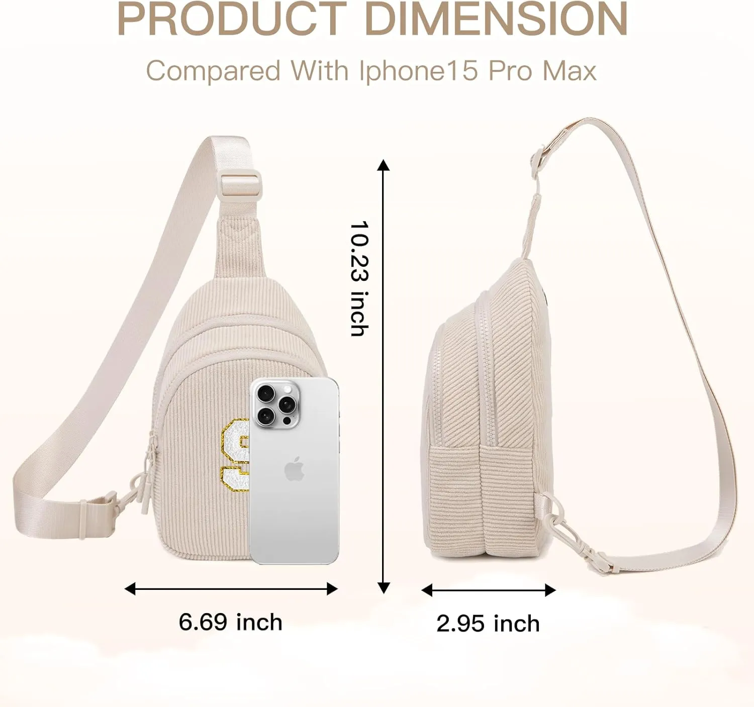 Small Corduroy Sling Bag Initial Crossbody Bag Fanny Pack for Girls Personalized Birthday Gifts for Teen Girls Gifts