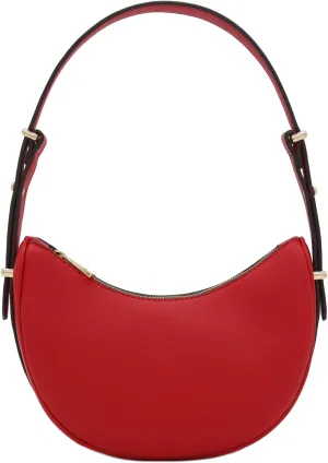 Small Crescent Smooth Faux Leather Underarm Shoulder Bag