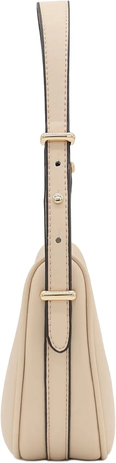Small Crescent Smooth Faux Leather Underarm Shoulder Bag
