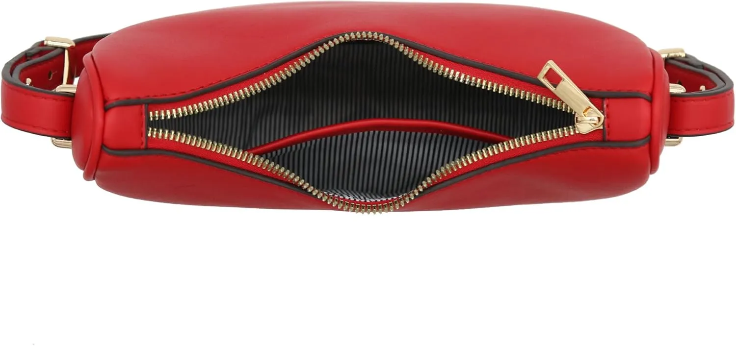 Small Crescent Smooth Faux Leather Underarm Shoulder Bag