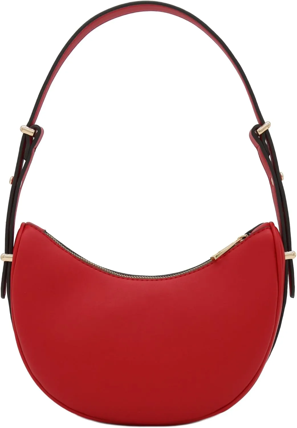 Small Crescent Smooth Faux Leather Underarm Shoulder Bag