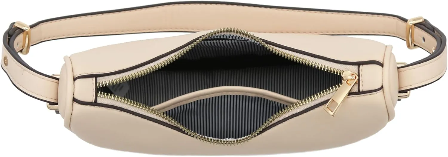 Small Crescent Smooth Faux Leather Underarm Shoulder Bag