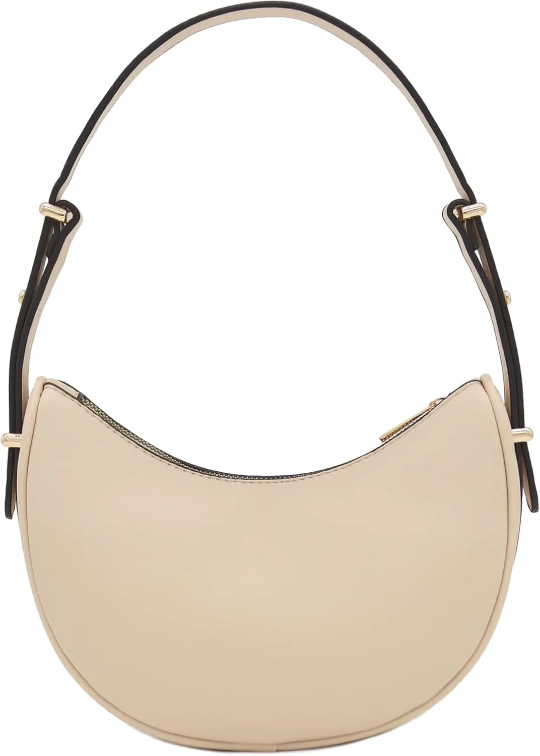 Small Crescent Smooth Faux Leather Underarm Shoulder Bag