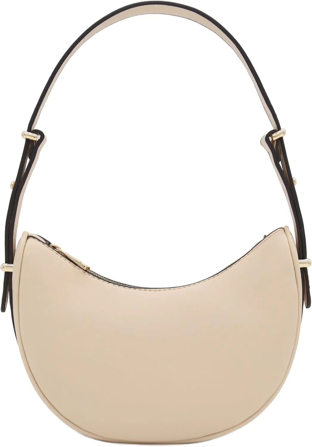 Small Crescent Smooth Faux Leather Underarm Shoulder Bag