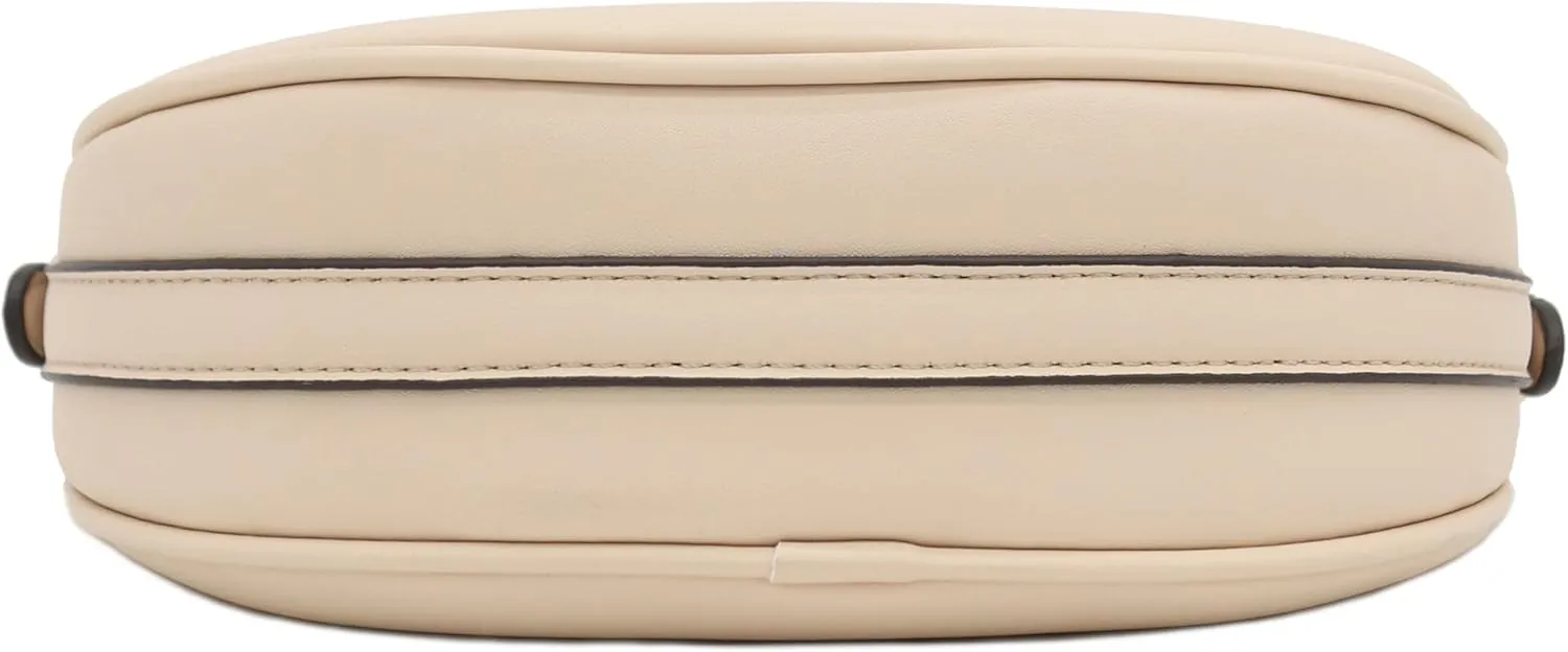 Small Crescent Smooth Faux Leather Underarm Shoulder Bag