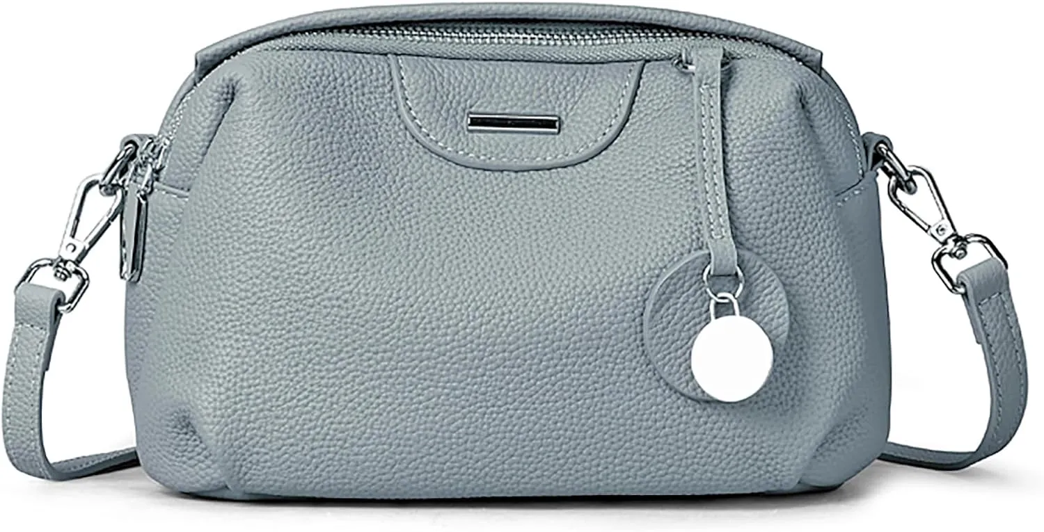 Small Crossbody Bag Genuine Leather for Travel Crossbody Purse for Women Cross Body Bag Real Leather with 2 Shoulder Strap